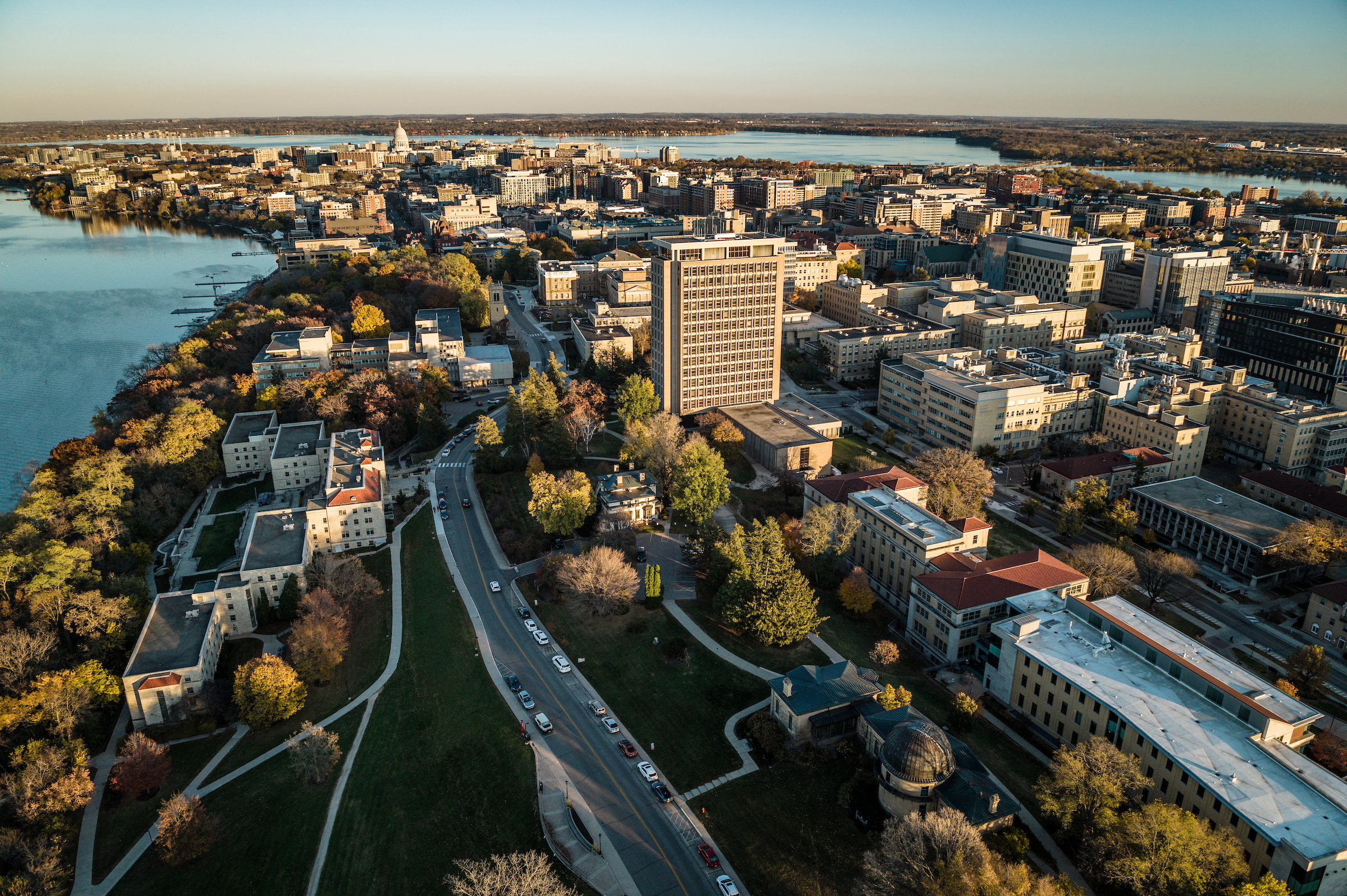 aerial view of the UW campus