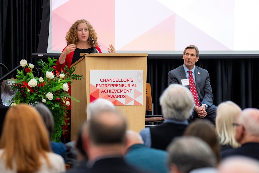 Jennifer Mnookin speaks at the awards ceremony