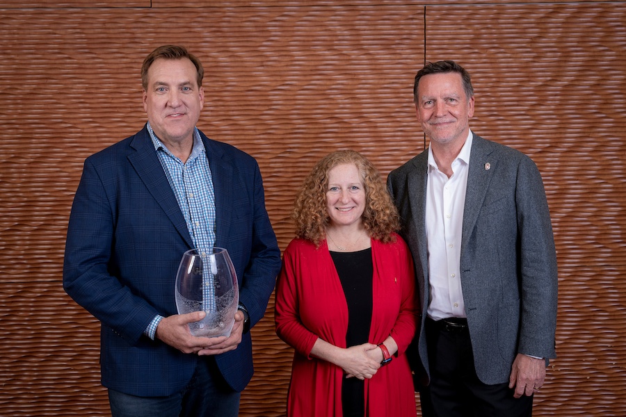 Jennifer Mnookin with awards recipient Mark Bakken and another guest